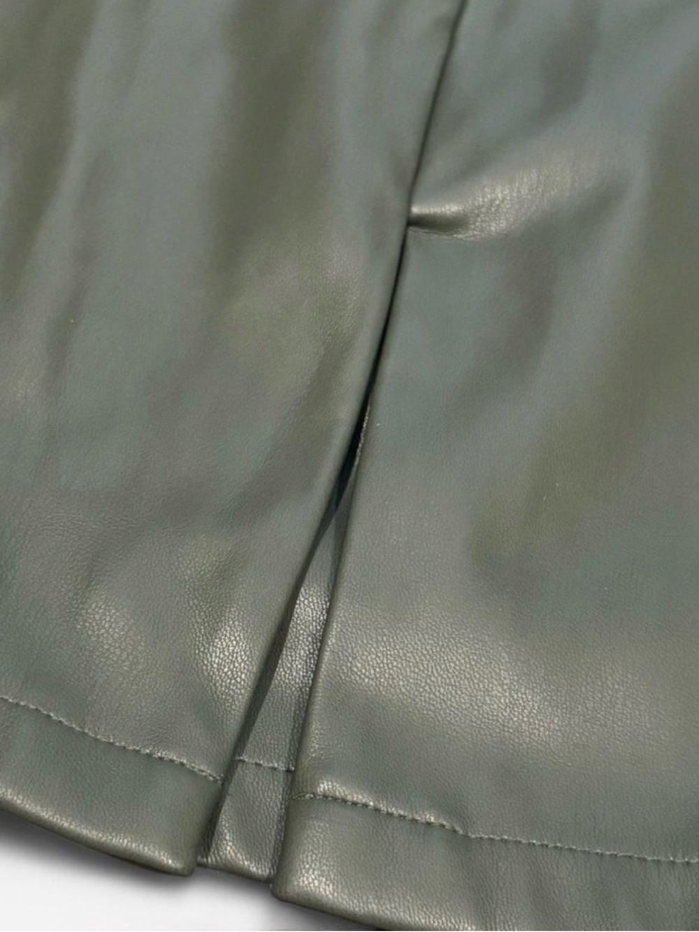 Kirious Olive Green Faux Leather Skort Size Small | high waist pleather chic - Picture 6 of 10